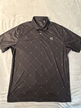 Puma Black Polo with Subtle Diamond Dot Pattern